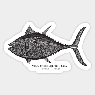 Bluefin Tuna with Common and Latin Names - fish design Sticker